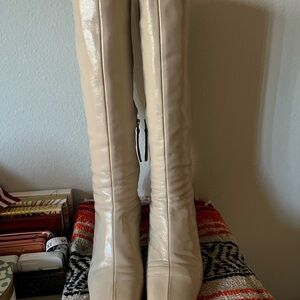 Angel Alarcon cream leather Boots